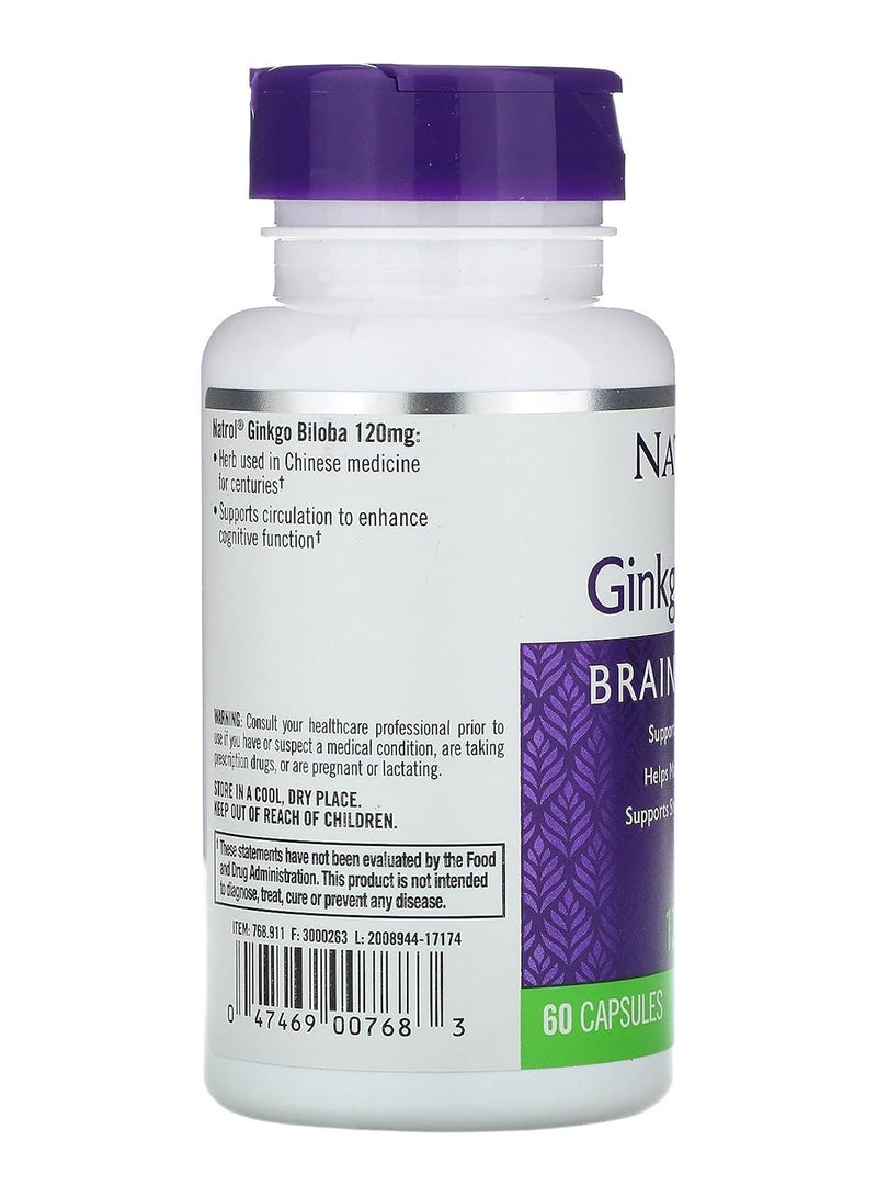 Natrol Ginkgo Biloba Brain Health Dietary Supplements 120mg - 60 Capsules - Image 4